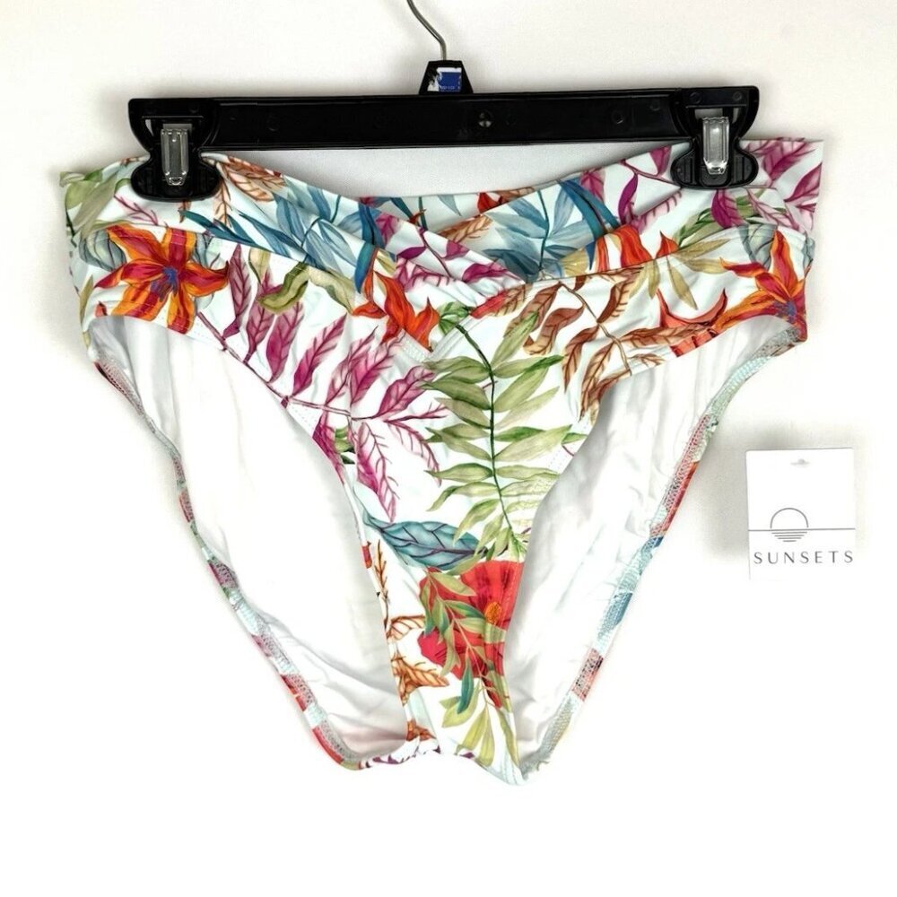 Sunsets Women’s Floral High Rise Bikini Bottom Size XL